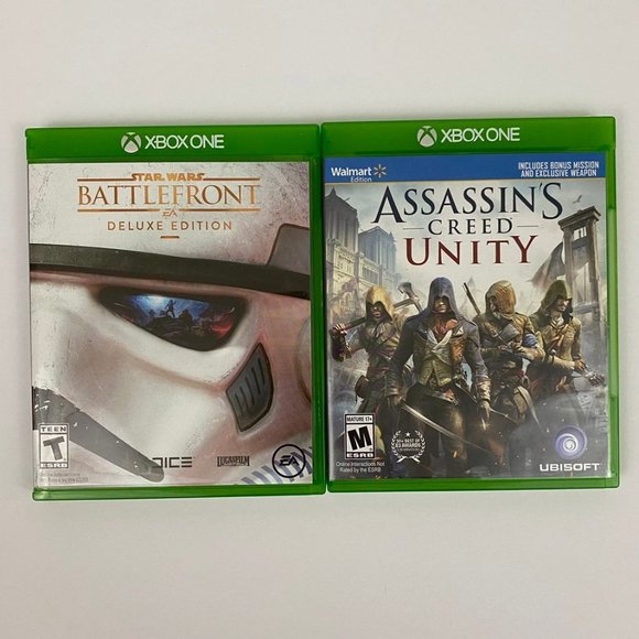 Star Wars Battlefront Deluxe + Assassin's Creed Unity - Xbox One Video Game Lot - Picture 1 of 5